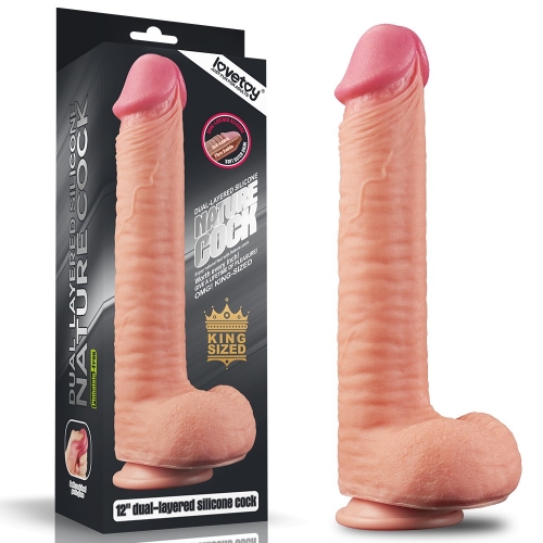 12" Dual Layered Platinum Silicone Cock.