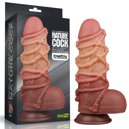 9.5'' Dual layered Platinum Silicone Cock with Rope