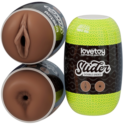 Slider Double-Ended Masturbator Vagina and Anus(Brown)