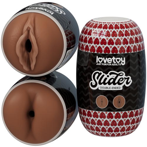 Slider Daul-Ended Masturbator Ass and Vagina(Brown)