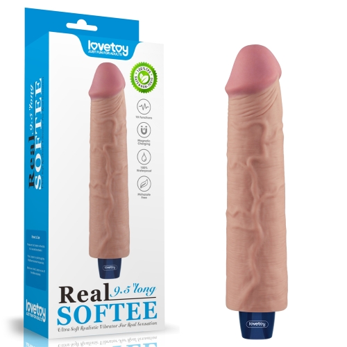 9.5'' REAL SOFTEE Rechargeable Vibrating Dildo(Flesh)