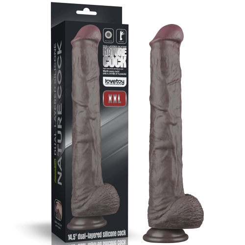 14.5'' Dual Layered Bendable Silicone Cock XXL(Black)