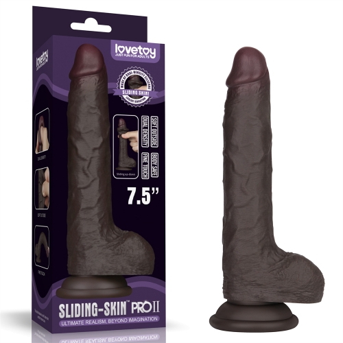 7.5'' Sliding Skin Pro II Dual Layer Silicone Dong (Black)